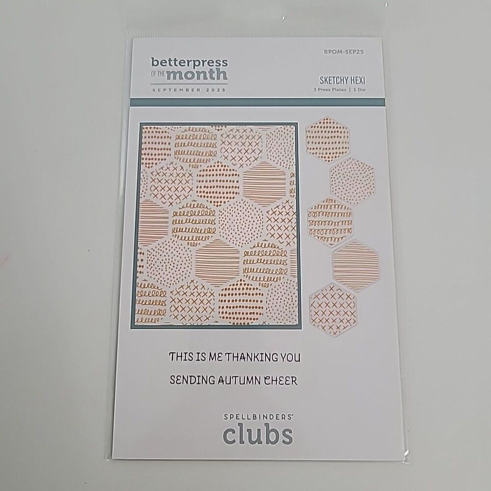 Spellbinders Betterpress Of The Month Club September 2025 "Sketchy Hexi"